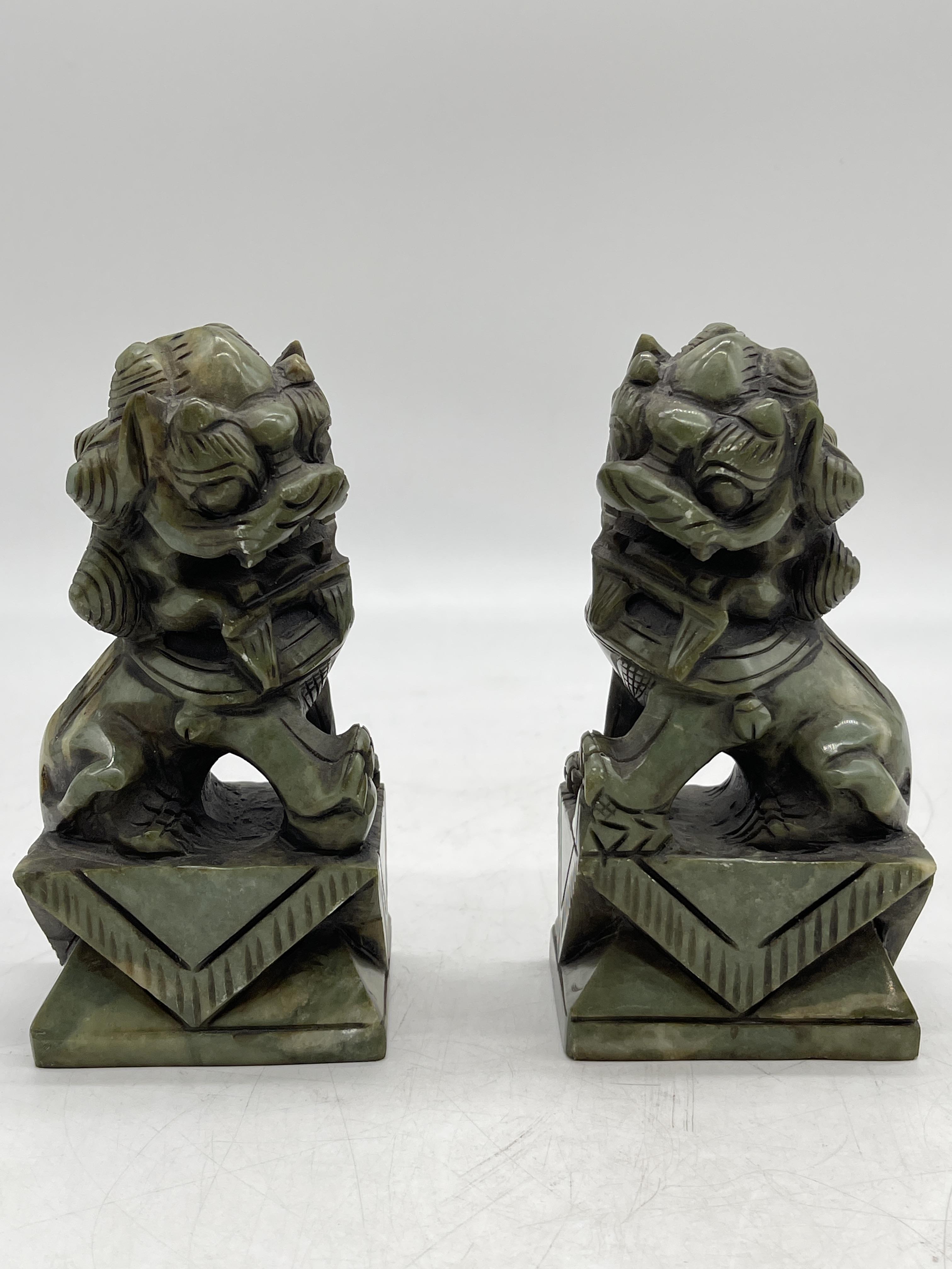 Pair of Oriental Chinese Carved Jade Foo Dog Figur - Image 24 of 24