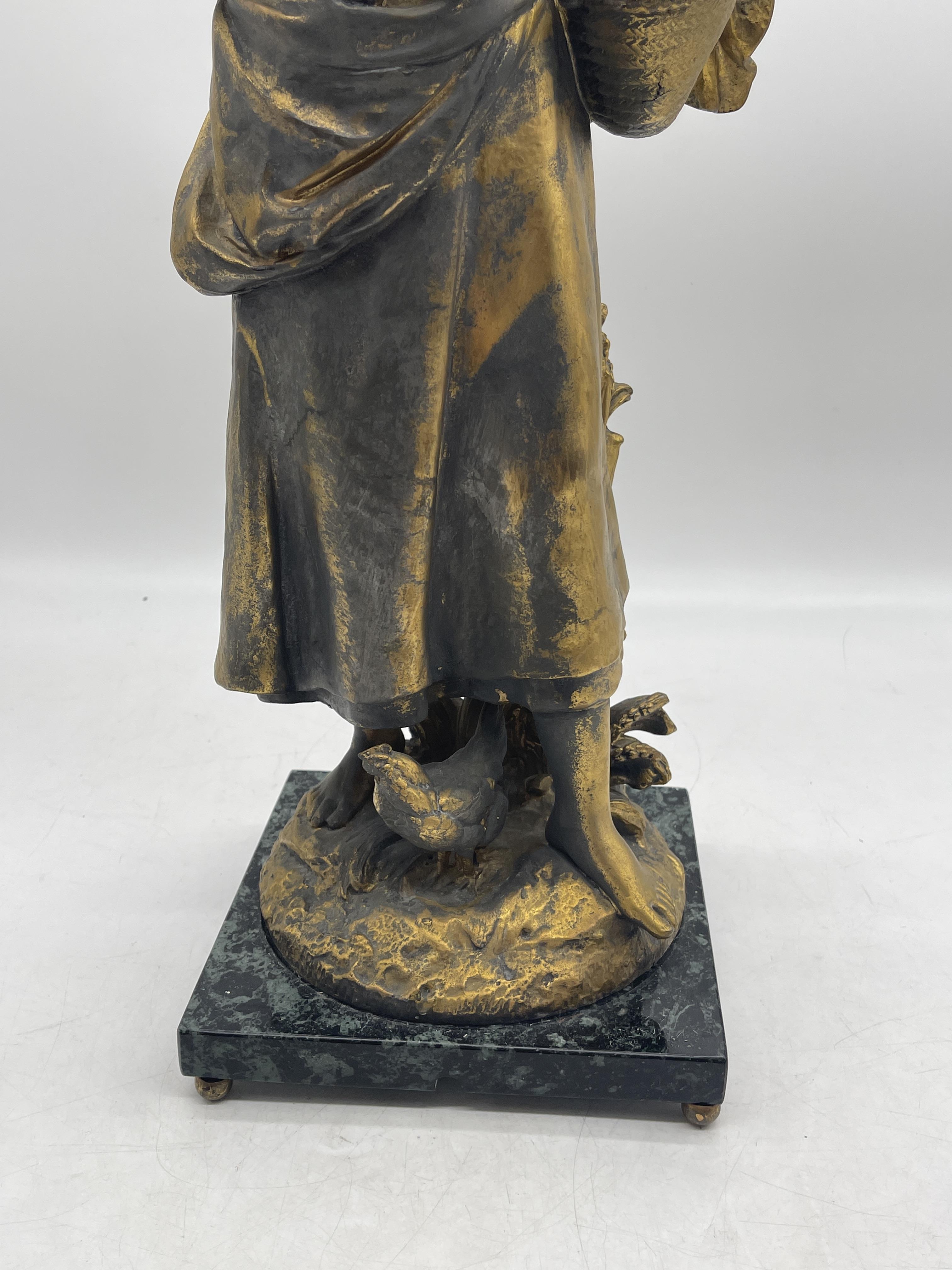 Spelter Figure of a Woman on Marble Base, signed M - Image 11 of 22
