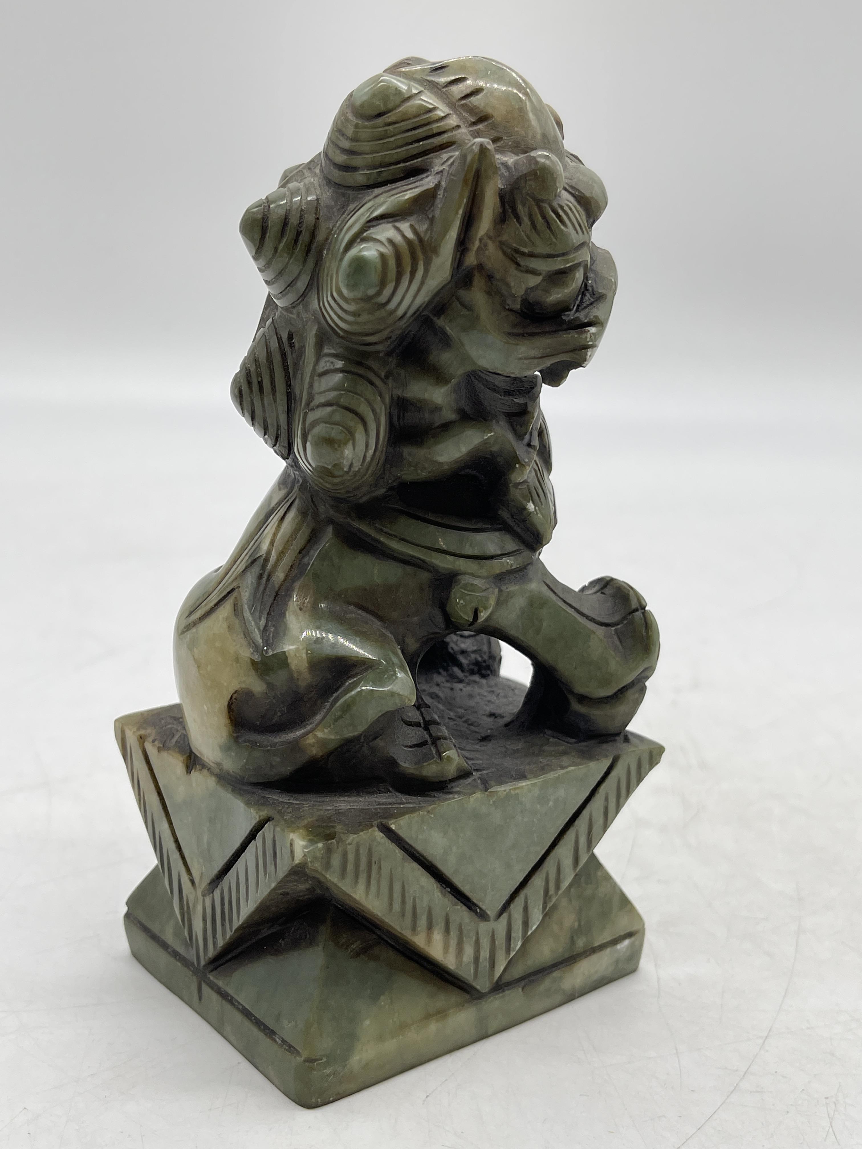 Pair of Oriental Chinese Carved Jade Foo Dog Figur - Image 9 of 24