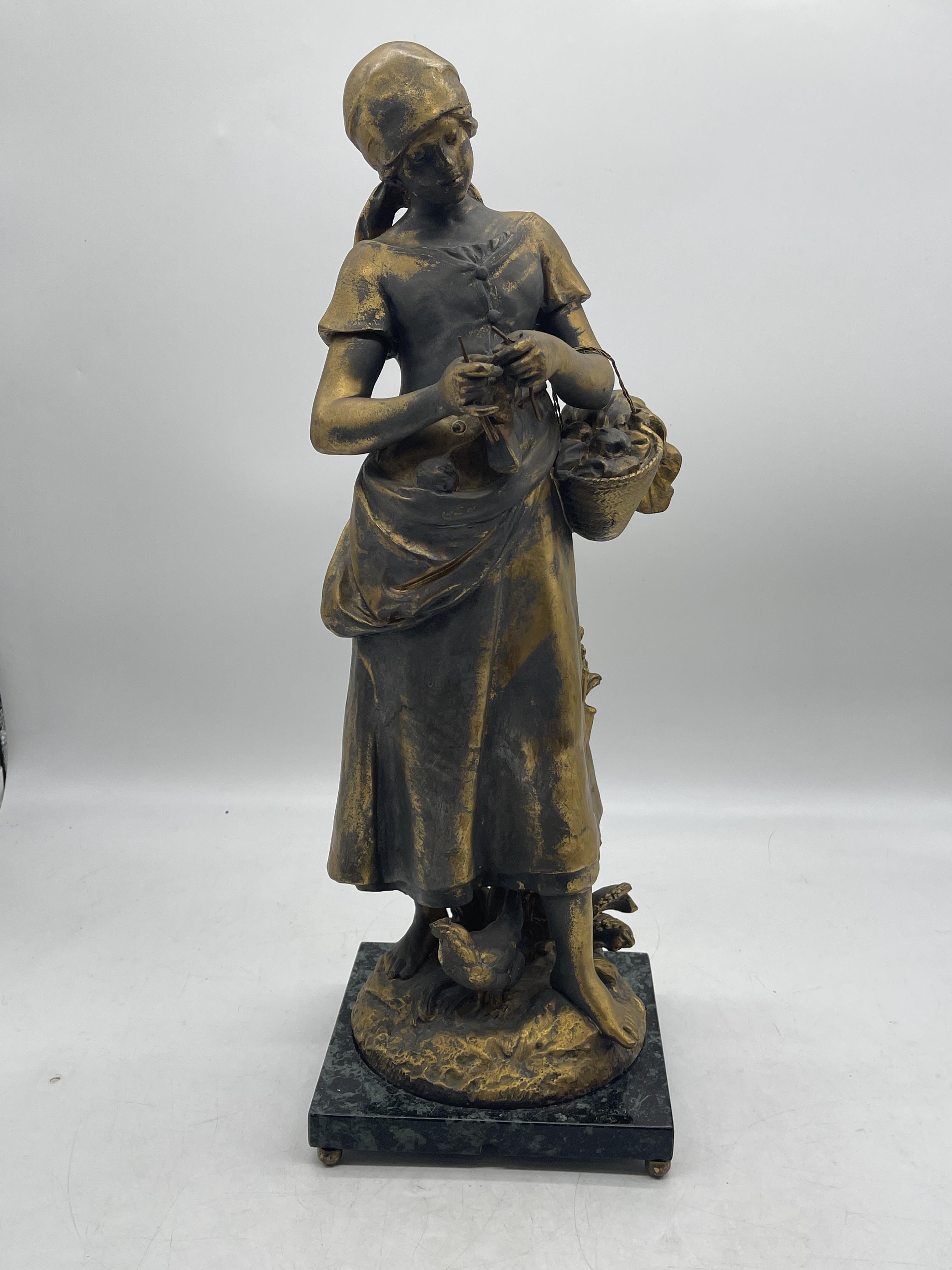 Spelter Figure of a Woman on Marble Base, signed M - Image 7 of 22