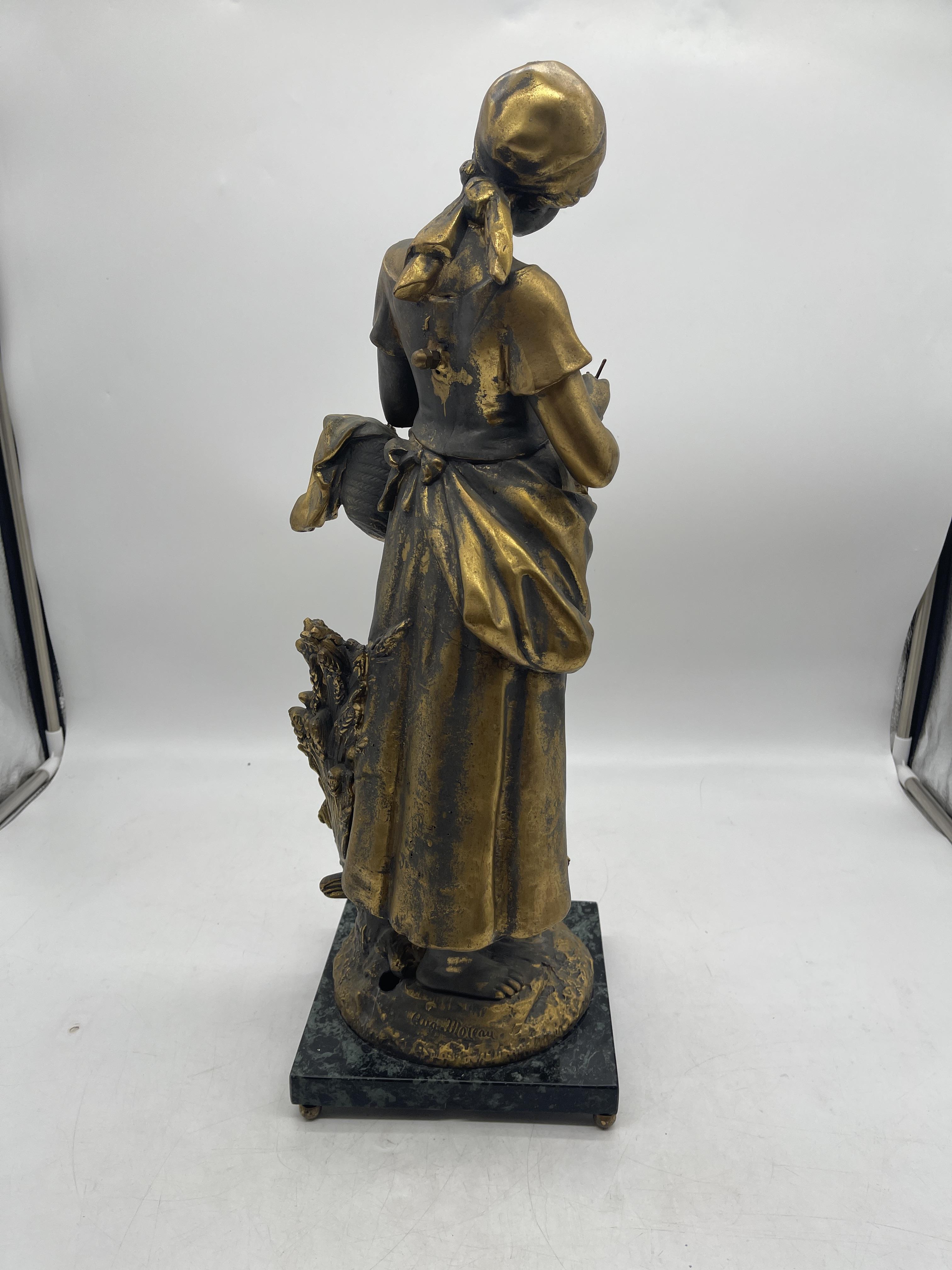 Spelter Figure of a Woman on Marble Base, signed M - Image 5 of 22