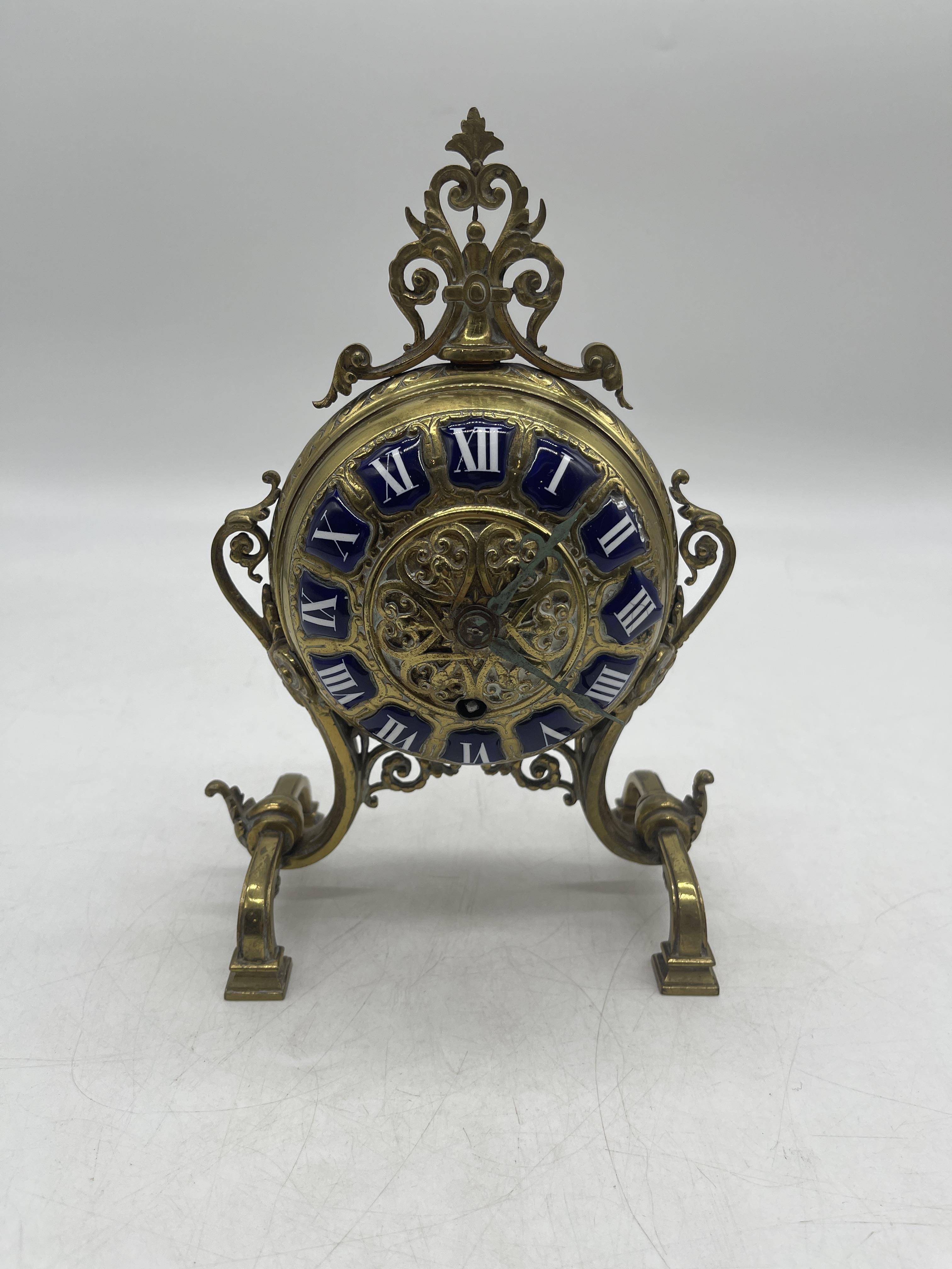 Antique French Brass and Enamel Mantel Clock.