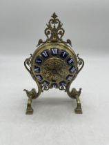 Antique French Brass and Enamel Mantel Clock.