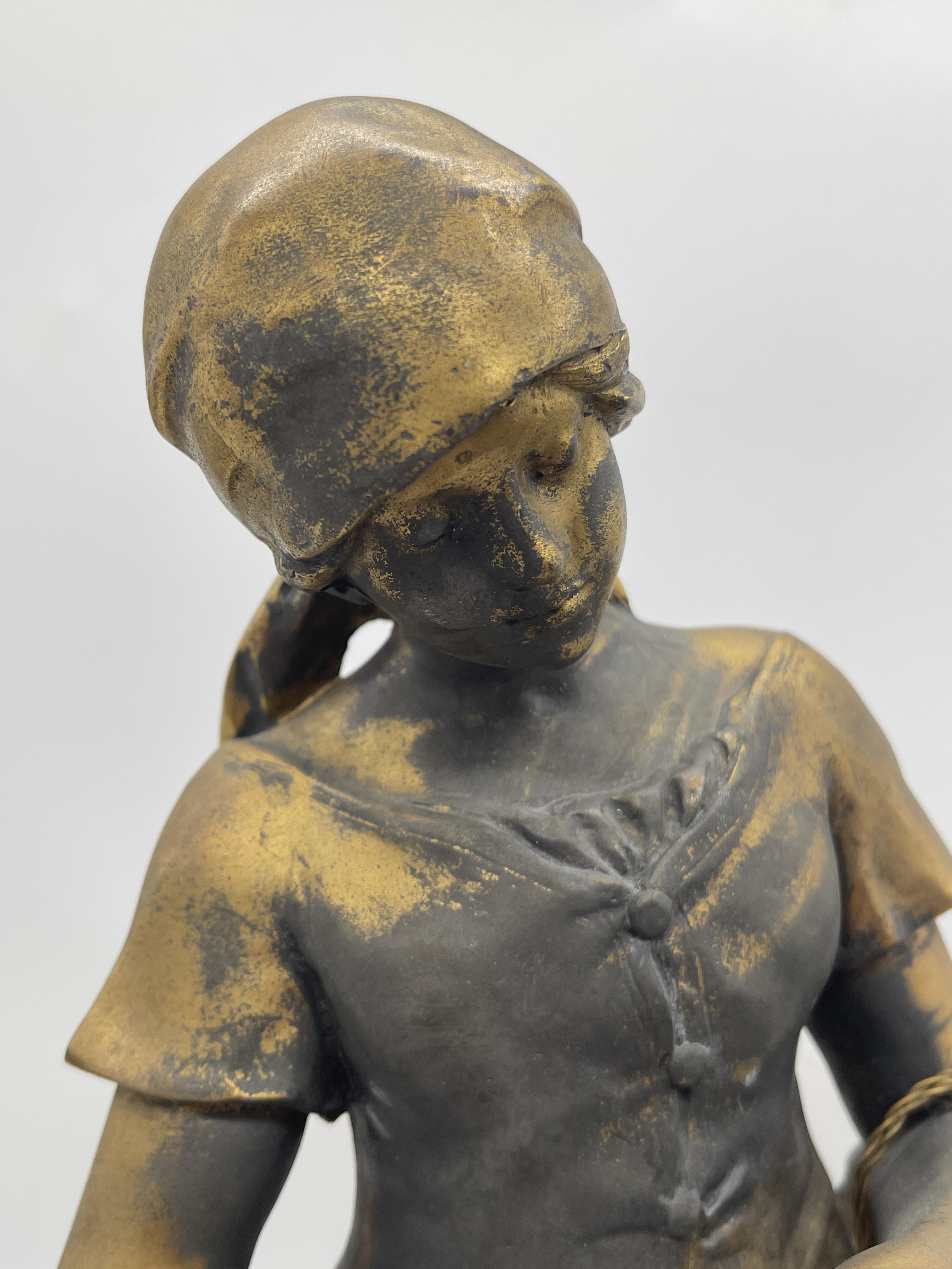 Spelter Figure of a Woman on Marble Base, signed M - Image 8 of 22