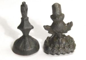 19th Century Fob Seals (2). 22-23mm. One has a shaft and handle in the form of a thistle and a green