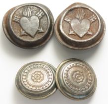 17th century silver buttons. Two 17th century buttons and a 19th century silver cufflink. 16mm