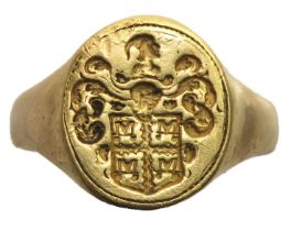 17th Century Bourchier Family Armorial Gold Signet Ring