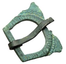 Roman Zoomorphic Military Belt Buckle. Circa 3rd century CE. Copper-alloy, 23mm, 2.6g. A D-