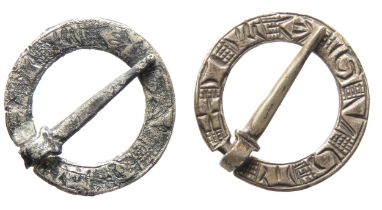 Medieval silver inscribed annular brooch c. 13th - 15th century together with a hand made wearable