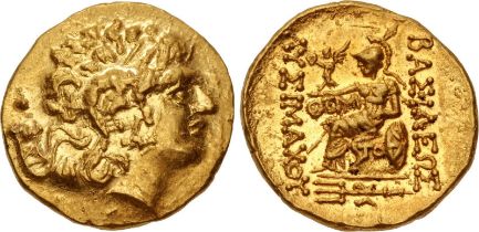 KINGS of PONTOS. Mithradates VI Eupator. Circa 120-63 BC. Gold Stater, 19.5mm. 8.33 g. First
