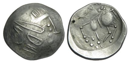 Celtic. Eastern Europe Tetradrachm. Sattelkopfpferd Type. Circa 3rd - 2nd century BC. Silver, 6.98g.