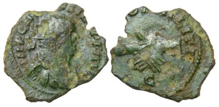 Carausius antoninianus, Colchester mint, reverse with two clasped hands CONCOR MILITI