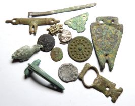 British Artefacts Group. Circa 3rd century-17th century AD. To include, Roman brooches, Saxon gilt