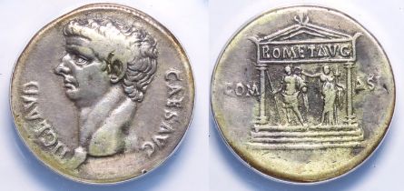 Claudius I, 41-54 AD. Silver cistophorus, 26mm. ANACS VF 30. Ephesus, ca. AD 41-42. TI CLAVD-CAES