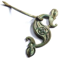 Celtic dragonesque Brooch, c.1st-2nd century AD. A copper alloy zoomorphic -dragonesque' plate
