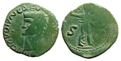 Imitation Claudius As. Circa 1st century AD. Copper-alloy, 5.46g. 25mm. Bare head left, barbarous