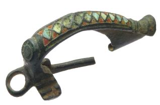 Roman T-Shape Brooch. Circa 1st-2nd century AD. Copper-alloy, 9.90g 43mm. Detailed along the bow