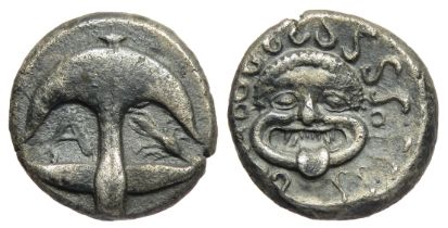 Thrace. Apollonia Pontica circa 480-450 BC. Silver Drachm, 3.31g 13mm.Â Upright anchor, A to left,