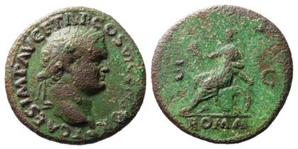 Titus As. Rome, 80 AD. 11.52g. 28mm. Laureate bust right, T CAES IMP AVG P TR P COS VI CENS. R. S C,