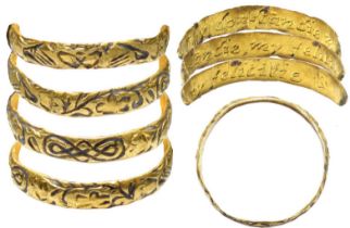 Gold Posy Ring. Circa 18th century CE. 1.69g. 19.18mm. UK ring size, N. US ring size 7.