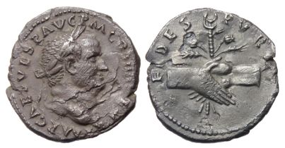 Vespasian Denarius. Rome, 73 AD. Silver, 2.93g. 19mm. Laureate head right,Â IMP CAES VESP AVG P M