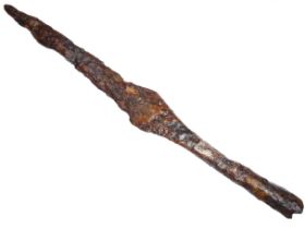 Anglo Saxon Spear. Circa 6th-7th century AD. Iron, 196.08g. 309mm. A slender leaf shape Swanton type