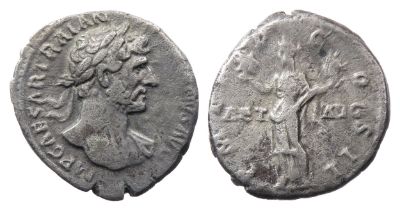 Hadrian Denarius. 117-138 AD. 3.04g. Rome mint. IMP CAESAR TRAIAN HADRIANVS AVG, laureate bust