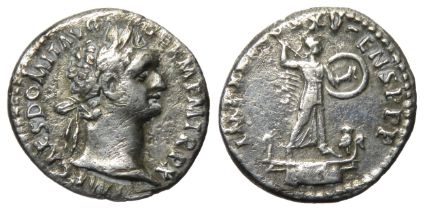 Domitian Denarius. 3.22g. Laureate bust right, IMP CAES DOMIT AVG GERM PM TR P X. R. PM TR P COS