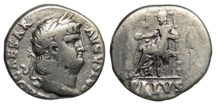 Nero Denarius. Rome, 66-67 AD. 3.14g 16.69mm. Laureate head right, IMP NERO CAESAR AVGVSTVS. R.