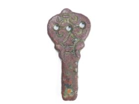 Viking Strap-End. Circa 9th-10th century AD. Class H. Copper-alloy, 8.93g. 43mm. An open-work