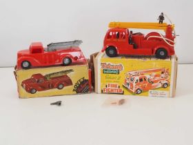 A pair of vintage plastic fire engines comprising a ROVEX version and a TRIANG MINIC series II - G/