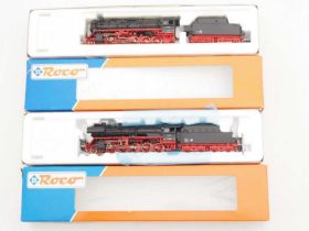 A pair of ROCO German Outline HO gauge steam locomotives comprising 43351 and 43360 both in DR black