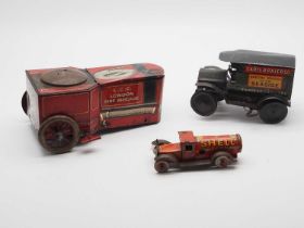 A group of vintage clockwork tinplate vehicles comprising: a BASSETT-LOWKE London Fire Brigade