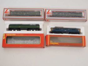 A group of OO gauge diesel and electric locomotives comprising: HORNBY Class 47 and 86 together with