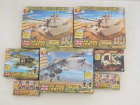 A crate of MEGA BLOKS / LEGO compatible building sets from the HM Armed Forces Series by COBI - VG