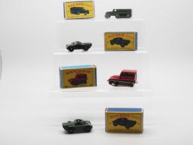 A group of MATCHBOX 1-75 series diecast vehicles comprising: 35, 49 and 2 x 61 in D and E Type boxes