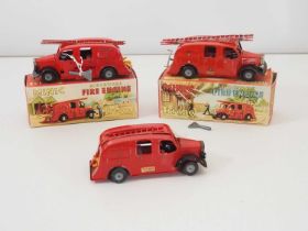 A group of TRIANG MINIC 62M fire engines - one incomplete and unboxed and two boxed in