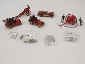 A group of vintage diecast fire engines, tenders and personnel by TAYLOR & BARRETT and others - F/