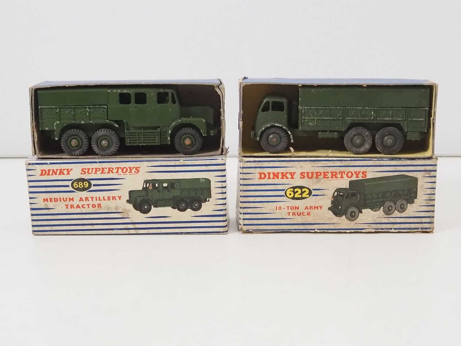 A pair of DINKY Supertoys military vehicles comprising a 622 10-ton army truck together with a 689