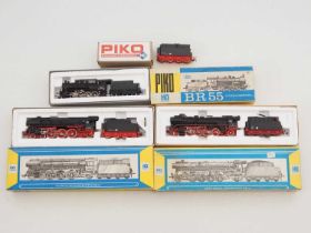 A group of HO gauge German Outline steam locomotives by PIKO (all A/F) together with a spare boxed