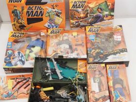 A group of 1990s issue ACTION MAN figures and accessory sets in original boxes - VG in G/VG boxes (