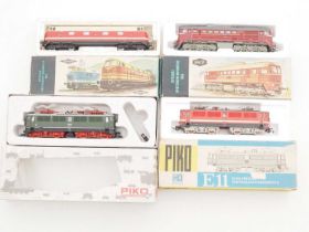 A group of HO gauge German Outline diesel and electric locos by GUTZOLD and PIKO - G/VG in F/G boxes