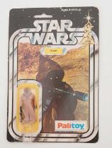 A PALITOY Star Wars Jawa figure with rare Vinyl Cape on original 12-back card (SW-12B) from the