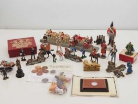 A large selection of cast soldiers and other figures and accessories by BRITAINS and others -