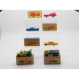 A group of MATCHBOX 1-75 series regular wheels diecast cars and lorries in Type E1 and E2 boxes - VG