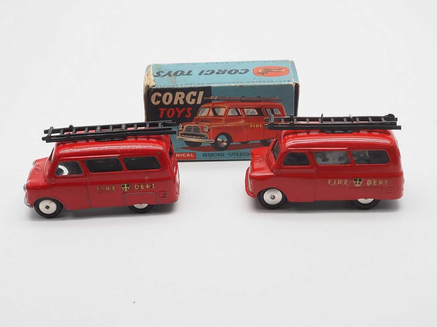 A CORGI 405M Bedford 'Utilecon' Fire Tender in red livery (friction motor non functional) together