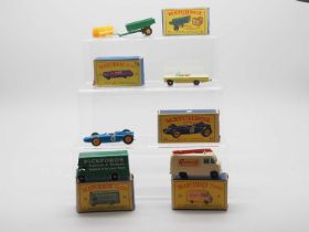 A group of MATCHBOX 1-75 series regular wheels diecast cars and lorries in Type D and E1 boxes -
