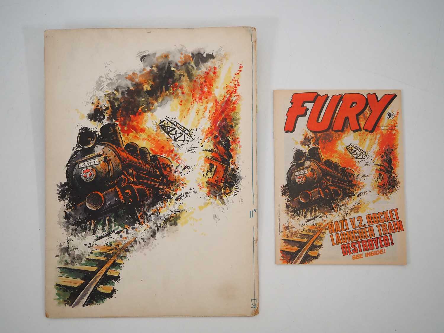 ORIGINAL CARLOS EZQUERRA COVER ART FOR FURY #22 (2 in Lot) - Stunning original 'Exploding Train'