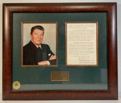 AUTOGRAPHED, A letter signed by 40th U.S. President RONALD REAGAN and his Executive Secretary ARTHUR