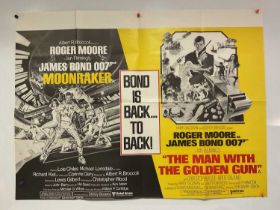 JAMES BOND: MOONRAKER / THE MAN WITH THE GOLDEN GUN (1970s) double bill UK Quad film poster (